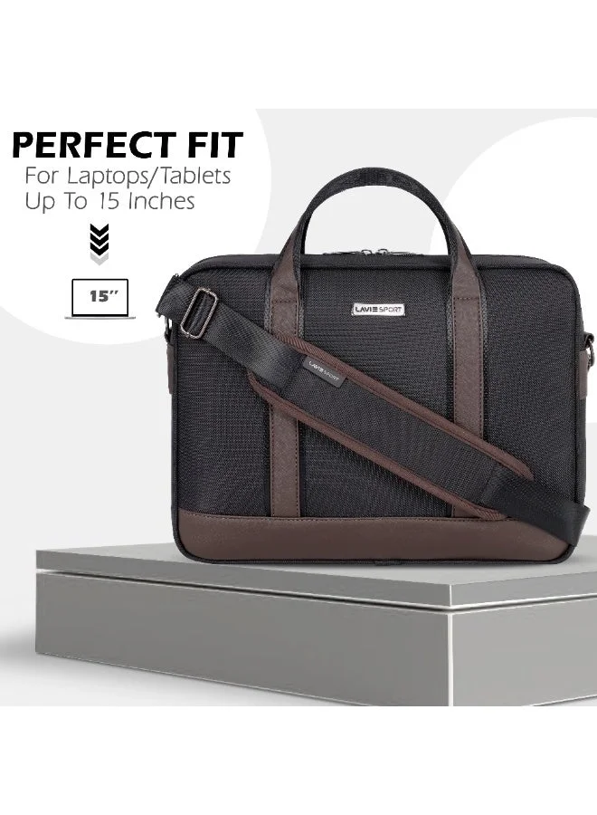 Lavie  Sport Magnate 2C Briefcase 12L |Multifunctional Laptop bag For Men & Women (BLACK/CHOCO)  | Best Price UAE